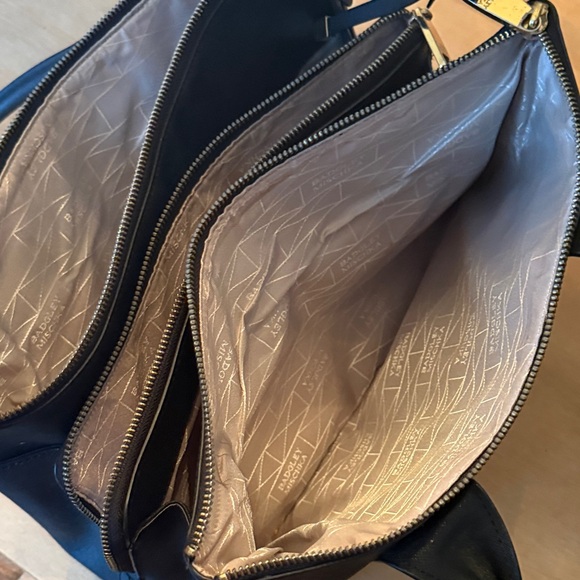 badgley mischka vegan leather handbag black classic black tote. - Picture 4 of 8